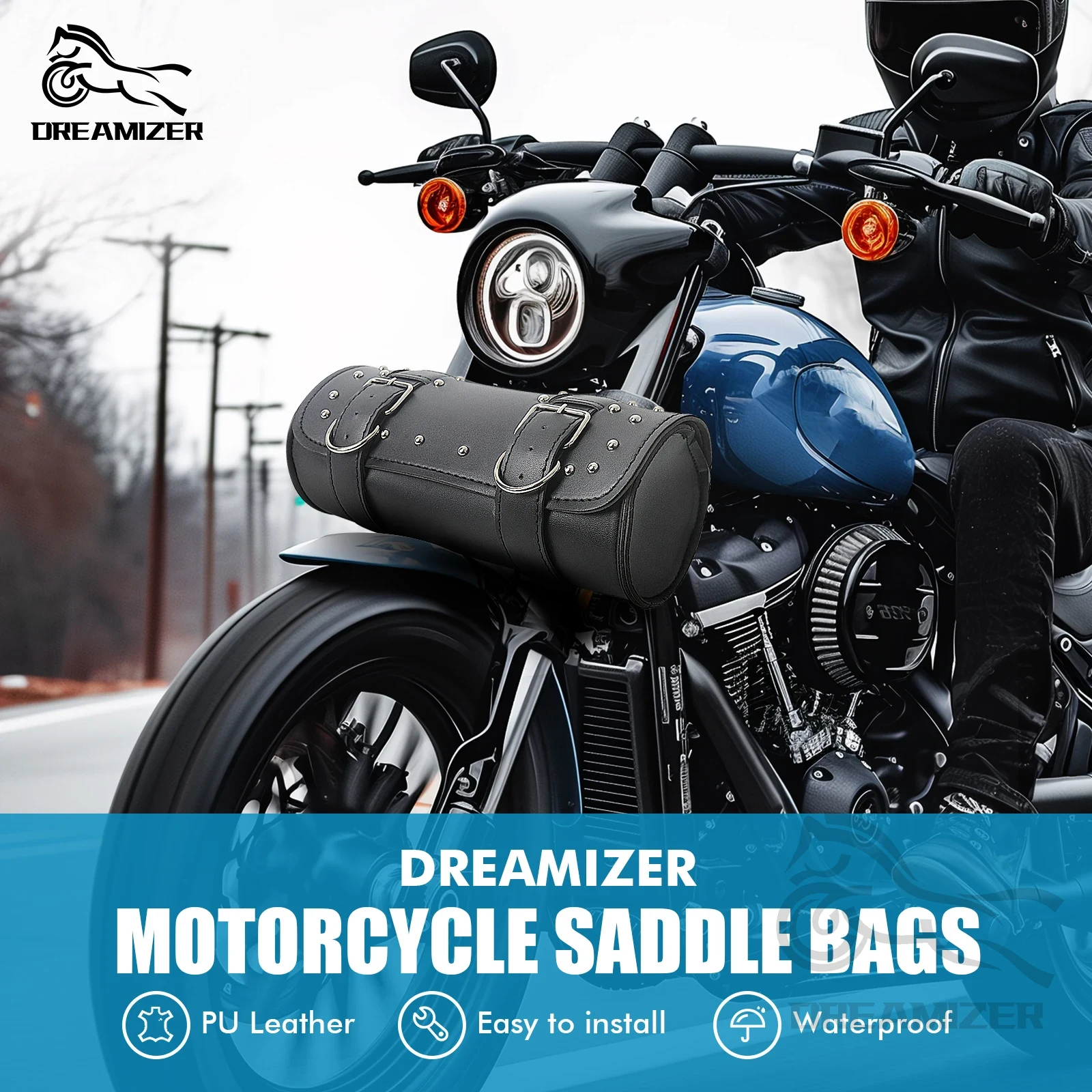 Motorcycle Gear Warehouse - Motorfiets voorvork gereedschapstas PU lederen etui