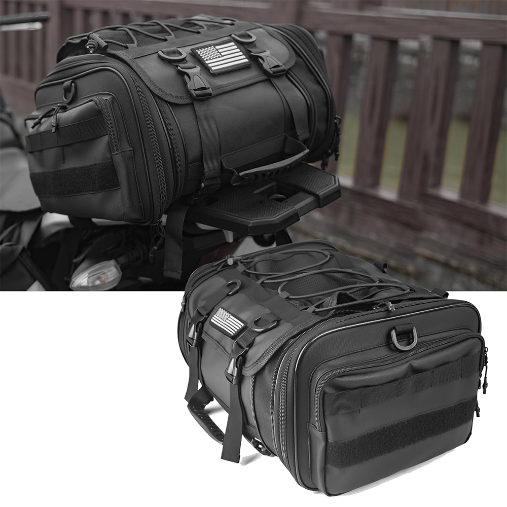 Motorcycle Gear Warehouse - Motoraccessoires 30-45L uitbreidbare tactische motorfiets achtertas