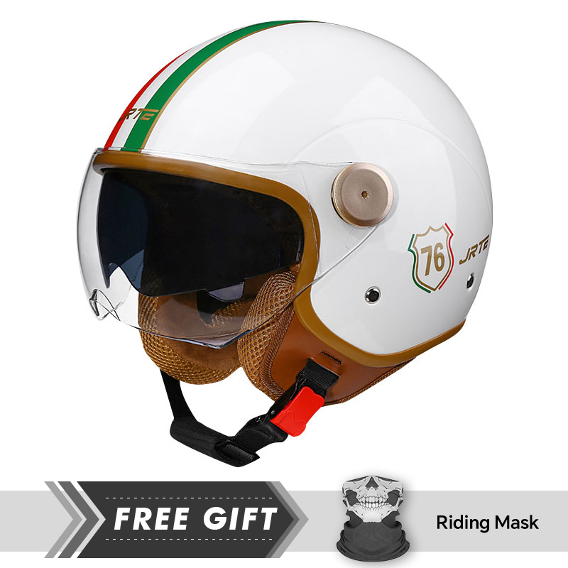Motorcycle Gear In Store - Retro TT&COCASCOS Motorhelm Daul Lens Open