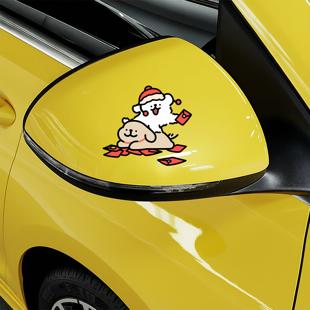 Motorcycle Gear For Dogs - Cartoon puppy Maltese autosticker lijn hond