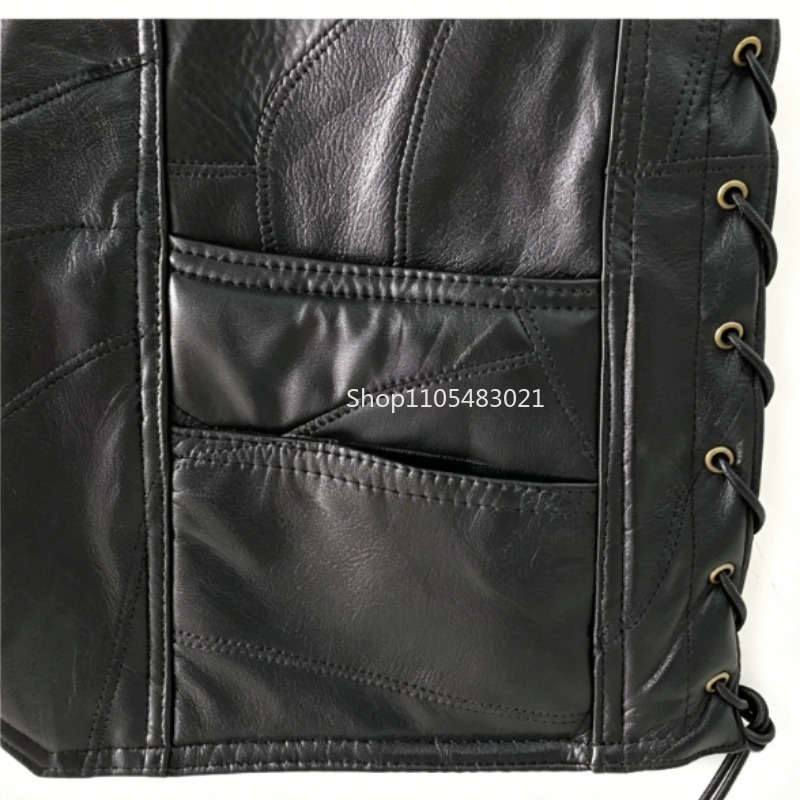 Zwart patchwork leren biker ve - Motorcycle Gear Jacket recensie en prijs